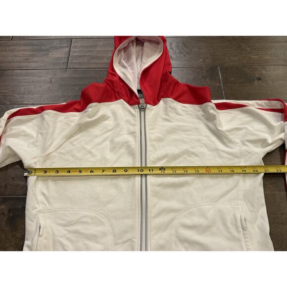 Vintage Y2k Nike Womens White Red Full Zip Reflective Running Hood Jacket Size L - Picture 10 of 11